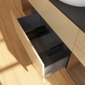 Тумба под раковину Villeroy & Boch Finion 160х50,1 см с подсветкой МДФ шпон дуба/стекло черное матовое G982GNPC