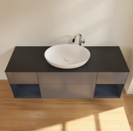 Тумба под раковину Villeroy & Boch Finion 160х50,1 см с подсветкой МДФ антрацит матовый лак/стекло черное матовое G982HGGK