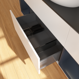 Тумба под раковину Villeroy & Boch Finion 160х50,1 см с подсветкой МДФ белый матовый лак/стекло черное матовое G982HGMT