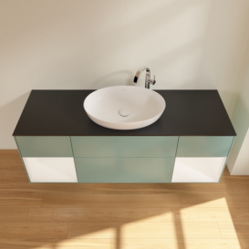 Тумба под раковину Villeroy & Boch Finion 160х50,1 см с подсветкой МДФ оливковый матовый лак/стекло черное матовое G982MTGM