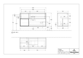 Тумба под раковину Villeroy & Boch Finion 120х50,1 см с подсветкой МДФ шпон грецкого ореха/стекло белое матовое G161HGGN
