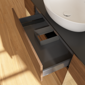 Тумба под раковину Villeroy & Boch Finion 160х50,1 см с подсветкой МДФ шпон грецкого ореха/стекло черное матовое G982PCGN