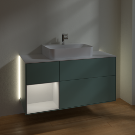 Тумба под раковину Villeroy & Boch Finion 120х50,1 см с подсветкой МДФ оливковый матовый лак/стекло белое матовое G161MTGM