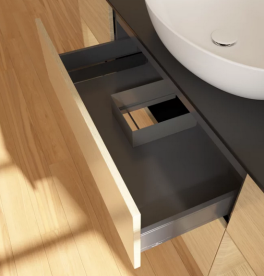 Тумба под раковину Villeroy & Boch Finion 160х50,1 см с подсветкой МДФ шпон дуба/стекло черное матовое G982PCPC