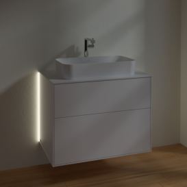 Тумба під раковину Villeroy & Boch Finion 80х50,1 см із підсвічуванням МДФ білий матовий лак/скло біле матове G22100MT