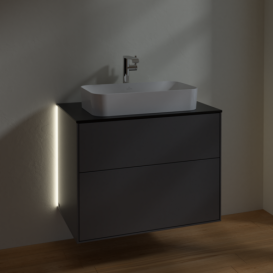 Тумба под раковину Villeroy & Boch Finion 80х50,1 см с подсветкой МДФ антрацит матовый лак/стекло черное матовое G22200GK