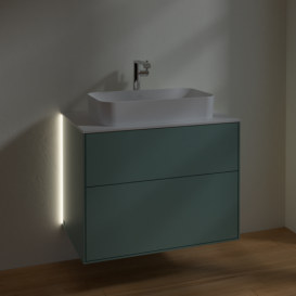 Тумба под раковину Villeroy & Boch Finion 80х50,1 см с подсветкой МДФ оливковый матовый лак/стекло белое матовое G22100GM