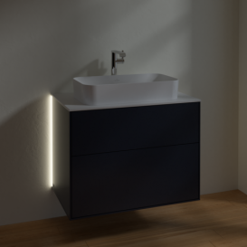 Тумба под раковину Villeroy & Boch Finion 80х50,1 см с подсветкой МДФ темно-синий матовый лак/стекло белое матовое G22100HG