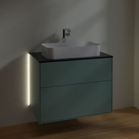 Тумба под раковину Villeroy & Boch Finion 80х50,1 см с подсветкой МДФ оливковый матовый лак/стекло черное матовое G22200GM