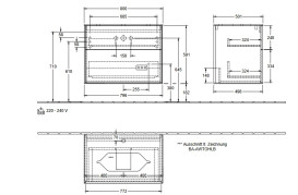 Тумба под раковину Villeroy & Boch Finion 80х50,1 см с подсветкой МДФ темно-синий матовый лак/стекло черное матовое G22200HG