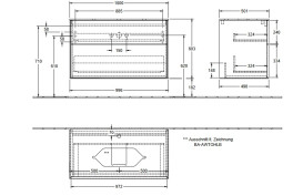 Тумба под раковину Villeroy & Boch Finion 100х50,1 см МДФ пион матовый лак/стекло черное матовое F23200HB