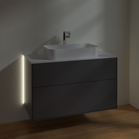Тумба под раковину Villeroy & Boch Finion 100х50,1 см с подсветкой МДФ антрацит матовый лак/стекло белое матовое G23100GK