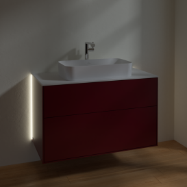 Тумба под раковину Villeroy & Boch Finion 100х50,1 см с подсветкой МДФ пион матовый лак/стекло белое матовое G23100HB