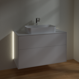 Тумба под раковину Villeroy & Boch Finion 100х50,1 см с подсветкой МДФ белый матовый лак/стекло белое матовое G23100MT