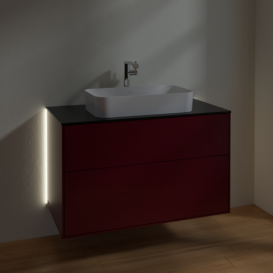 Тумба под раковину Villeroy & Boch Finion 100х50,1 см с подсветкой МДФ пион матовый лак/стекло черное матовое G23200HB