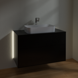 Тумба под раковину Villeroy & Boch Finion 100х50,1 см с подсветкой МДФ черный матовый лак/стекло черное матовое G23200PD