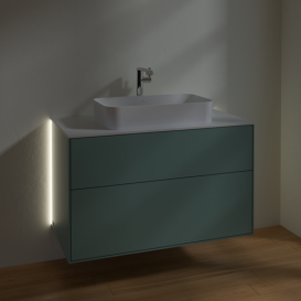 Тумба под раковину Villeroy & Boch Finion 100х50,1 см с подсветкой МДФ оливковый матовый лак/стекло белое матовое G23100GM