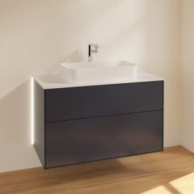 Тумба под раковину Villeroy & Boch Finion 100х50,1 см с подсветкой МДФ темно-синий матовый лак/стекло белое матовое G23100HG