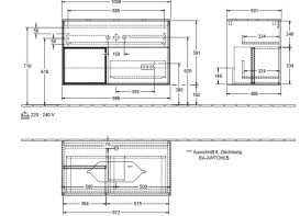 Тумба под раковину Villeroy & Boch Finion 100х50,1 см с подсветкой МДФ антрацит матовый лак/стекло черное матовое F242MTGK