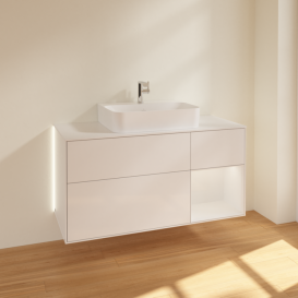 Тумба под раковину Villeroy & Boch Finion 120х50,1 см с подсветкой МДФ глянцевый белый лак/стекло белое матовое G171GFGF