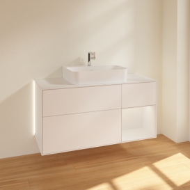 Тумба под раковину Villeroy & Boch Finion 120х50,1 см с подсветкой МДФ белый матовый лак/стекло белое матовое G171GFMT