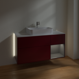 Тумба под раковину Villeroy & Boch Finion 120х50,1 см с подсветкой МДФ пион матовый лак/стекло белое матовое G171GKHB