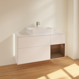 Тумба под раковину Villeroy & Boch Finion 120х50,1 см с подсветкой МДФ белый матовый лак/стекло белое матовое G171GNMT