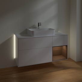 Тумба под раковину Villeroy & Boch Finion 120х50,1 см с подсветкой МДФ белый матовый лак/стекло белое матовое G171GNMT