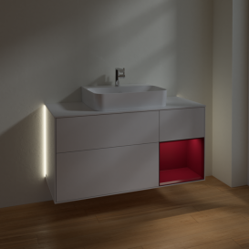 Тумба під раковину Villeroy & Boch Finion 120х50,1 см із підсвічуванням МДФ білий глянцевий лак/скло біле матове G171HBGF