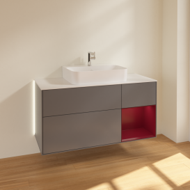 Тумба під раковину Villeroy & Boch Finion 120х50,1 см із підсвічуванням МДФ антрацит матовий лак/скло біле матове G171HBGK