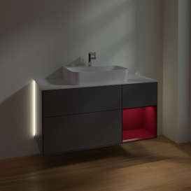 Тумба під раковину Villeroy & Boch Finion 120х50,1 см із підсвічуванням МДФ антрацит матовий лак/скло біле матове G171HBGK