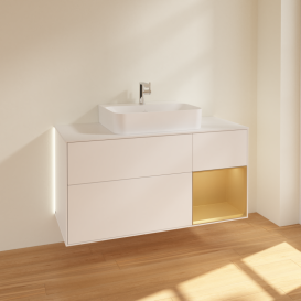 Тумба под раковину Villeroy & Boch Finion 120х50,1 см с подсветкой МДФ белый матовый лак/стекло белое матовое G171HFMT