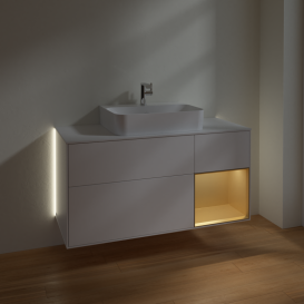 Тумба под раковину Villeroy & Boch Finion 120х50,1 см с подсветкой МДФ белый матовый лак/стекло белое матовое G171HFMT