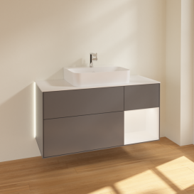 Тумба под раковину Villeroy & Boch Finion 120х50,1 см с подсветкой МДФ антрацит матовый лак/стекло белое матовое G171MTGK