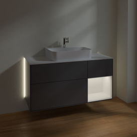 Тумба под раковину Villeroy & Boch Finion 120х50,1 см с подсветкой МДФ антрацит матовый лак/стекло белое матовое G171MTGK