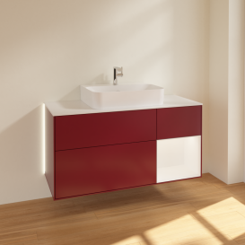 Тумба под раковину Villeroy & Boch Finion 120х50,1 см с подсветкой МДФ пион матовый лак/стекло белое матовое G171MTHB