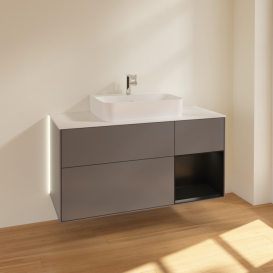 Тумба под раковину Villeroy & Boch Finion 120х50,1 см с подсветкой МДФ антрацит матовый лак/стекло белое матовое G171PDGK