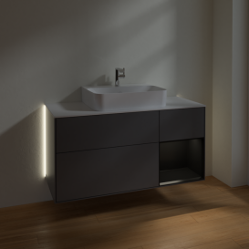 Тумба под раковину Villeroy & Boch Finion 120х50,1 см с подсветкой МДФ антрацит матовый лак/стекло белое матовое G171PDGK