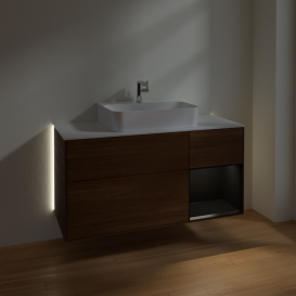 Тумба под раковину Villeroy & Boch Finion 120х50,1 см с подсветкой МДФ шпон грецкого ореха/стекло белое матовое G171PDGN