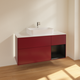 Тумба под раковину Villeroy & Boch Finion 120х50,1 см с подсветкой МДФ пион матовый лак/стекло белое матовое G171PDHB