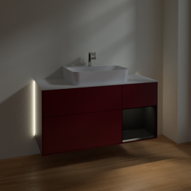 Тумба под раковину Villeroy & Boch Finion 120х50,1 см с подсветкой МДФ пион матовый лак/стекло белое матовое G171PDHB