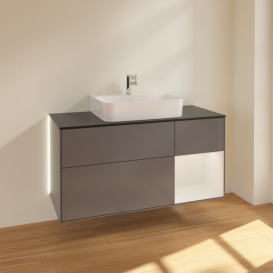 Тумба под раковину Villeroy & Boch Finion 120х50,1 см с подсветкой МДФ антрацит матовый лак/стекло черное матовое G172GFGK