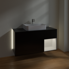Тумба под раковину Villeroy & Boch Finion 120х50,1 см с подсветкой МДФ черный матовый лак/стекло черное матовое G172GFPD
