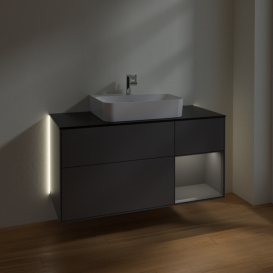 Тумба под раковину Villeroy & Boch Finion 120х50,1 см с подсветкой МДФ антрацит матовый лак/стекло черное матовое G172GKGK