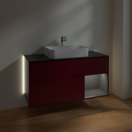 Тумба под раковину Villeroy & Boch Finion 120х50,1 см с подсветкой МДФ пион матовый лак/стекло черное матовое G172GKHB