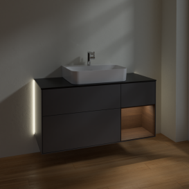 Тумба под раковину Villeroy & Boch Finion 120х50,1 см с подсветкой МДФ антрацит матовый лак/стекло черное матовое G172GNGK