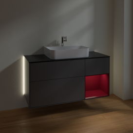 Тумба под раковину Villeroy & Boch Finion 120х50,1 см с подсветкой МДФ антрацит матовый лак/стекло черное матовое G172HBGK