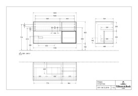 Тумба под раковину Villeroy & Boch Finion 120х50,1 см с подсветкой МДФ черный матовый лак/стекло черное матовое G172HBPD