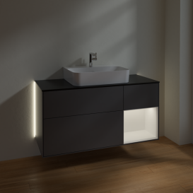 Тумба под раковину Villeroy & Boch Finion 120х50,1 см с подсветкой МДФ антрацит матовый лак/стекло черное матовое G172MTGK