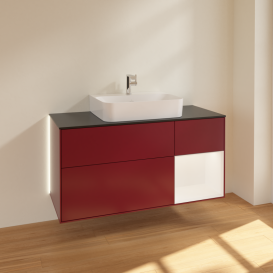 Тумба под раковину Villeroy & Boch Finion 120х50,1 см с подсветкой МДФ пион матовый лак/стекло черное матовое G172MTHB